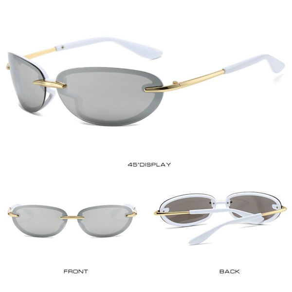 Y2K rektangel solbriller Sports Driving Shades SORT GRÅ SORT Black Gray