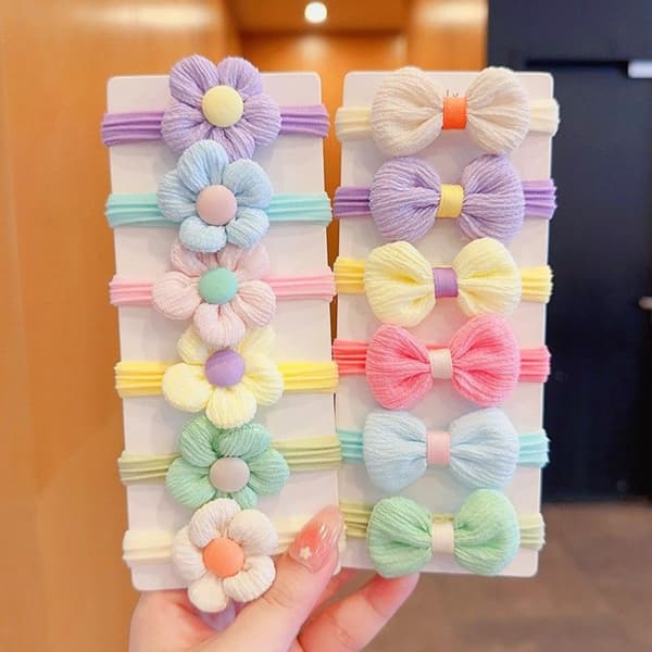3 stk Søte jenter Blomst Hårbånd Candy Elastisk Sløyfe Hårbånd butterfly