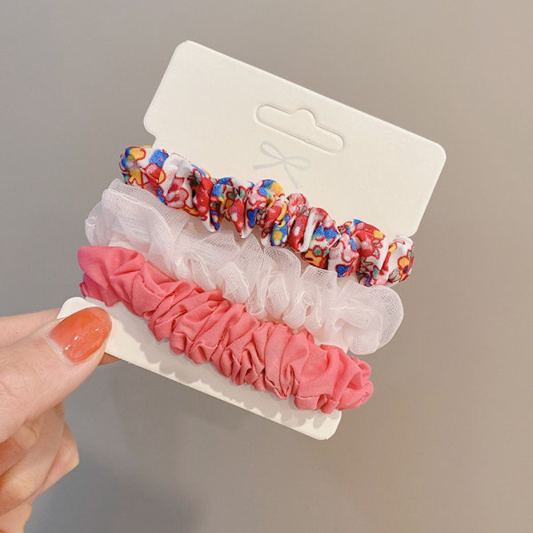 3 kpl Chiffon Lanka Scrunchies Hiukset Kuminauhat PINK Pink