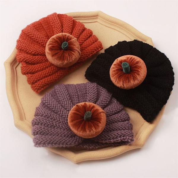 Infant Turban Baby Neulotut hatut MUSTA black
