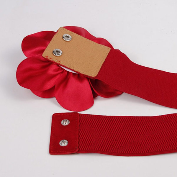 Bredt elastisk belte store blomster linning RØD red