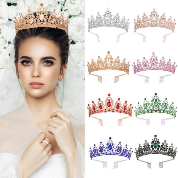 Luksuriøs barokk vintage brudekrone tiara BLÅ Blue