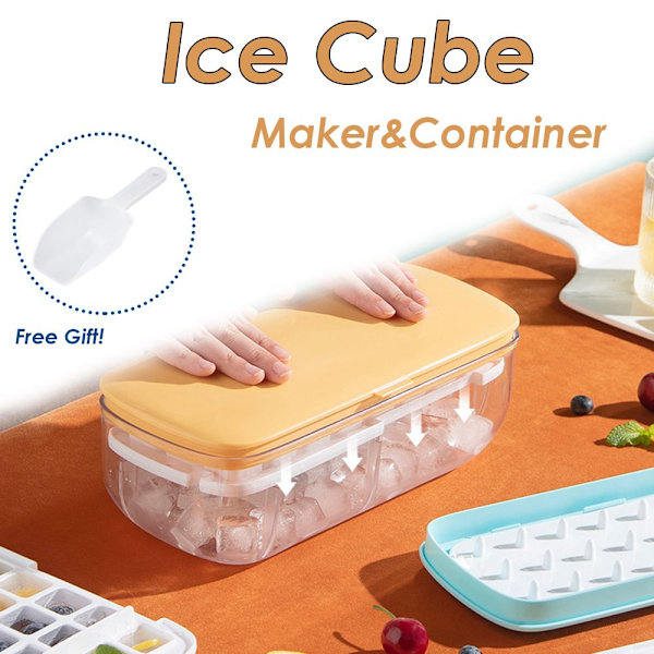 24 Grids Ice Cube Container Box Press Typ Ice Cube Maker GUL yellow