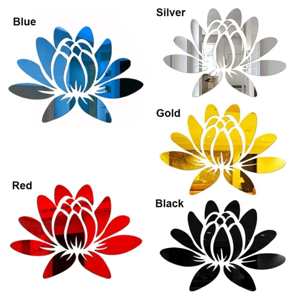 Speiloverflateklistremerker Blooming Lotus Miroor Decal SØLV silver