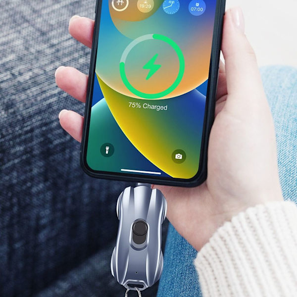 Bærbar Power Bank Nødoplader SØLV TIL IPHONE Silver for iPhone