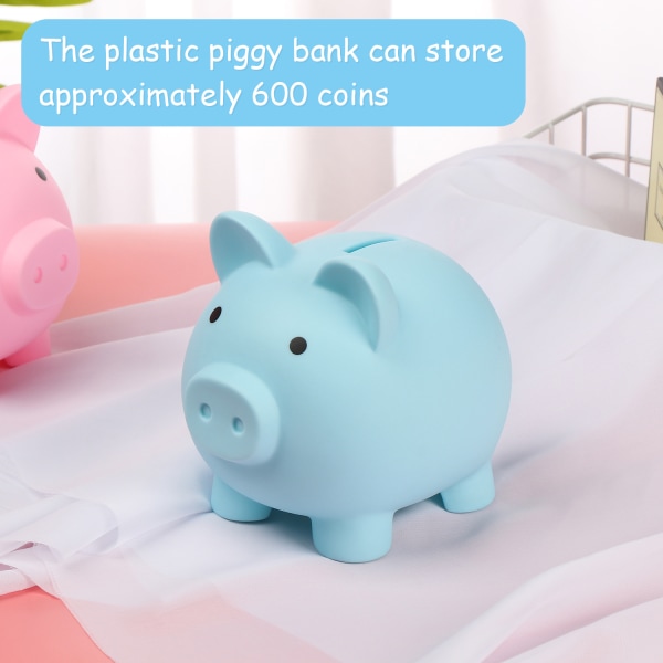 Piggy Banks Plastic Pig BLÅ&ROSA blue&pink