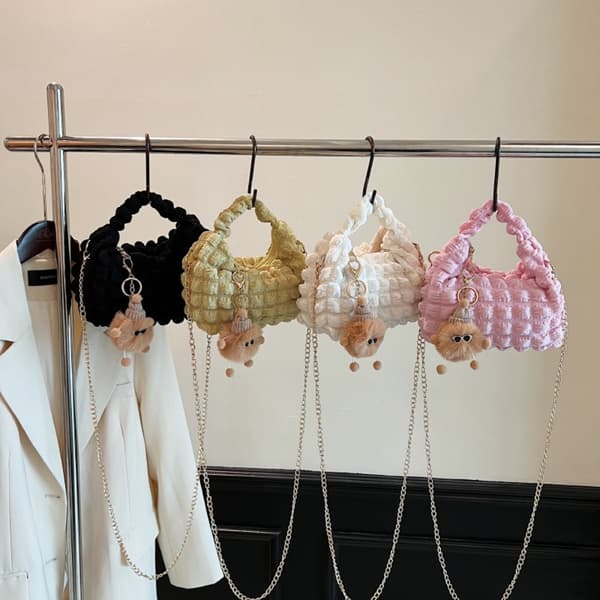 Puffy Handbag Kangaskassi MUSTA black