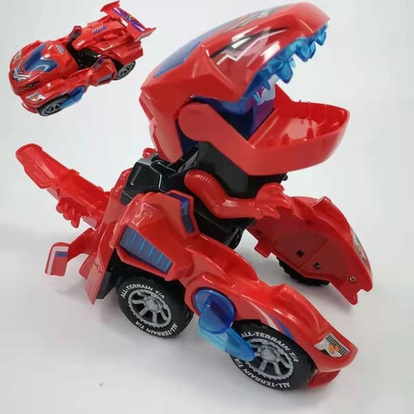 Elektriska transformatorleksaker Bilar Dinosaurieleksaksfordon red