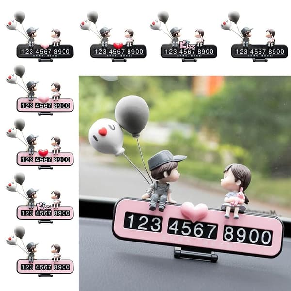 Tillfällig parkeringsnummerskylt Par Actionfigurer Ornament E