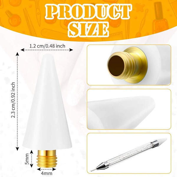 5 Stk Vokshodetips Rhinestones Gems Picker GUL Yellow