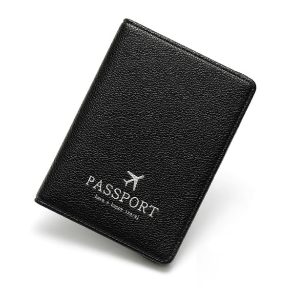 RFID Læder Paspose Pas Holder SORT Black