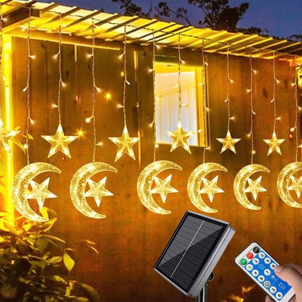 Eid Mubarak Solar Lights Outdoor Moons Stars Lights