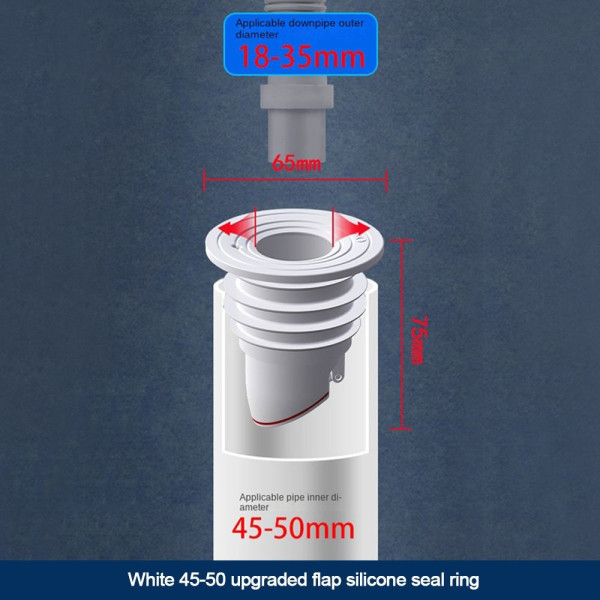 Golvavlopp Cover VIT 45-50MM white 45-50mm
