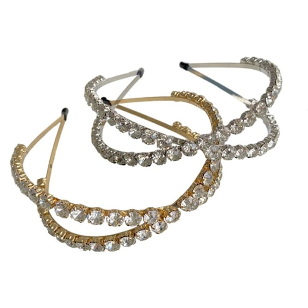 Barokk pannebånd Rhinestone Crown GULL gold