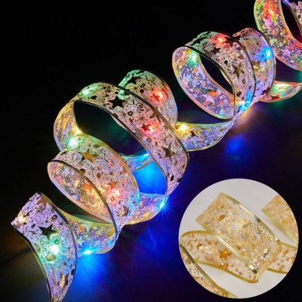 30LED LED-ljus Julband Ribbon Bows Lights GULD gold multicolour-multicolour