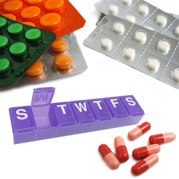 7Days Pill Box Weekly Medicin Container BLÅ blue