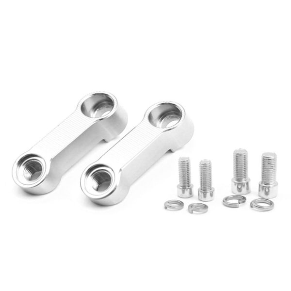 2 STK Rearview Mirrors Extension Riser Extend Adapter Brakett silver