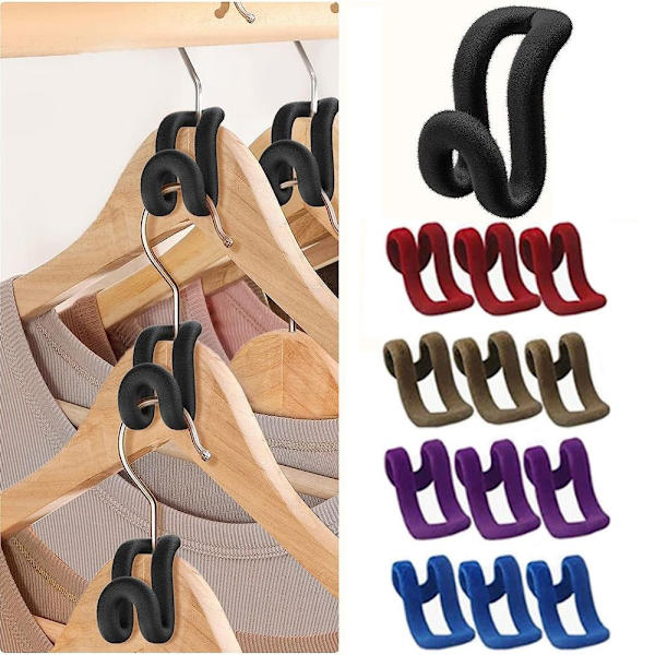 10 kpl Flocking Vaateteline Vaateripustin MUSTA black
