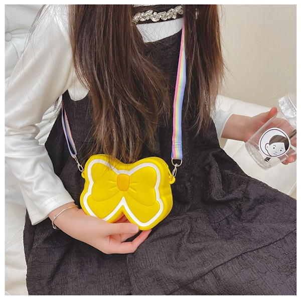 Lasten Crossbody Bag Girl Messenger Bag KELTAINEN BOW BOW yellow bow-bow