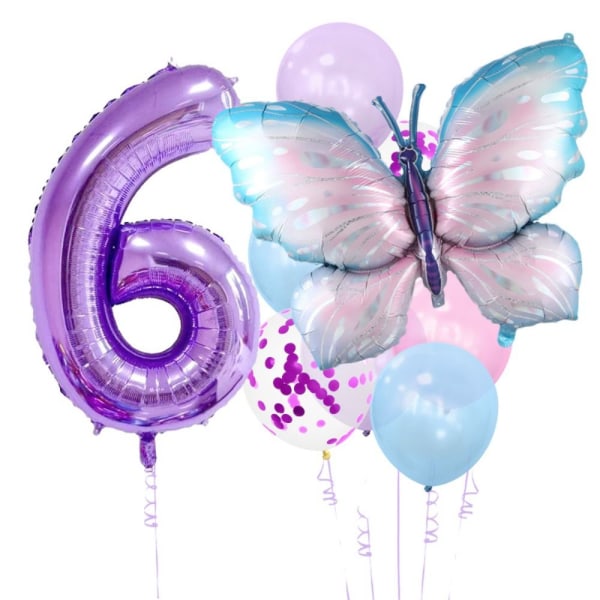 Nummer Butterfly Ballon Fødselsdagsfestdekorationer 3 3 3
