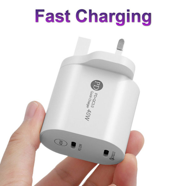 Snabbladdare Dual Port Plug WHITE EU EU White EU-EU