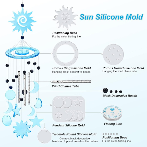 Harpiksformer Wind Chimes Silikonformer Kit Epoxy Windchimes