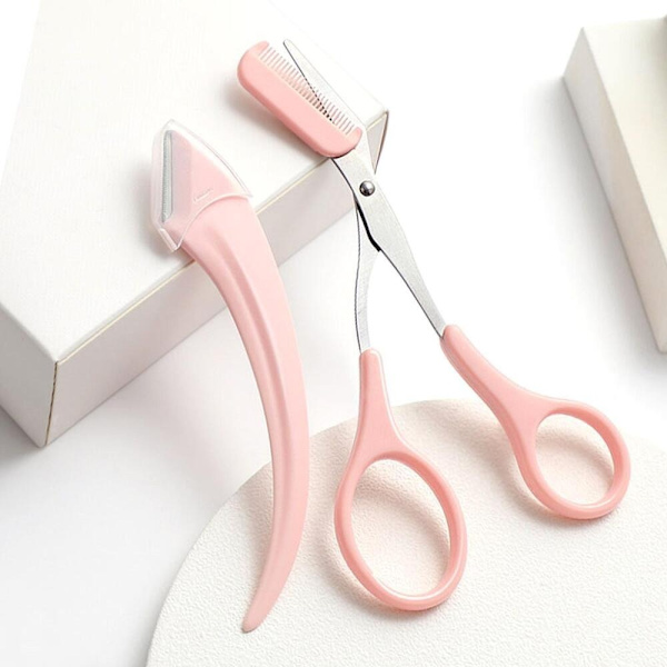 Comb Eyebrow Sakset Kauneus Sakset PINK Pink