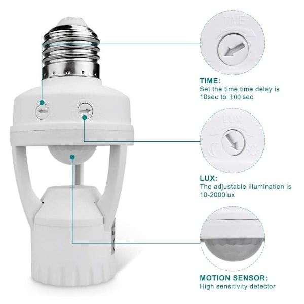 LED-pære Base Sensor Lysfatning Lampeholder
