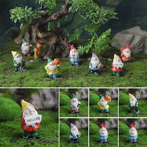 2 STK Mini Gnome Figurer Miniatyr Dverger Statue 2 2 2