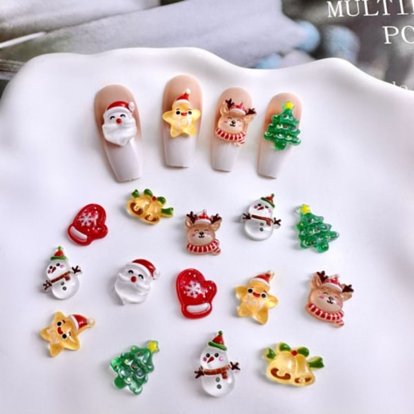 10 Stk Julen Nail Art dekorasjon Nail Art Ornamenter Mixed-10pcs