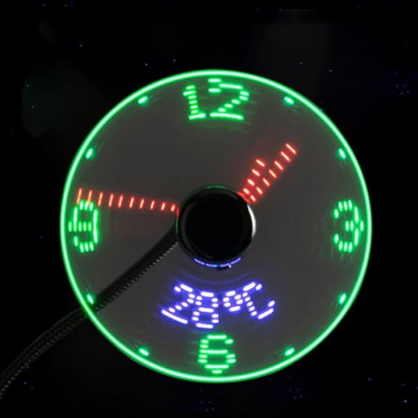 USB-fläkt Mini-fläkt LED-klocka