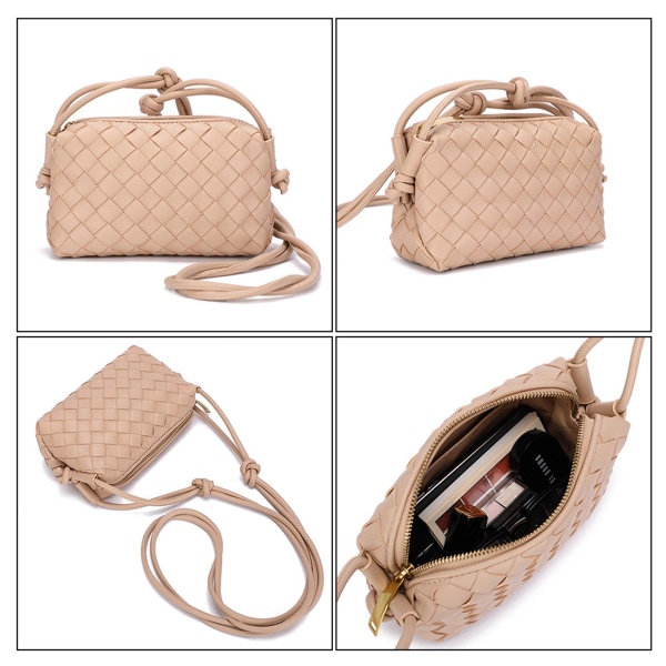 Crossbody taske til kvinder PU flettet BEIGE Beige