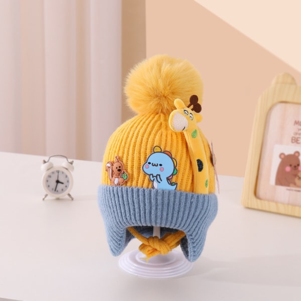 Baby Boy Bonnet Fur Ball BLÅ Blue