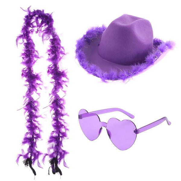 Cowboyhatt Fluffig fjäder Boa LILA Purple
