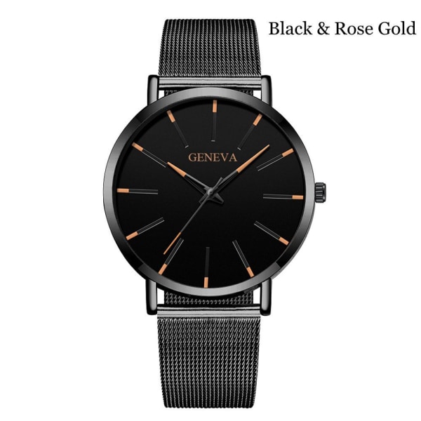 GENEVA Klokke Armbåndsur Quartz Black&Rose Gold