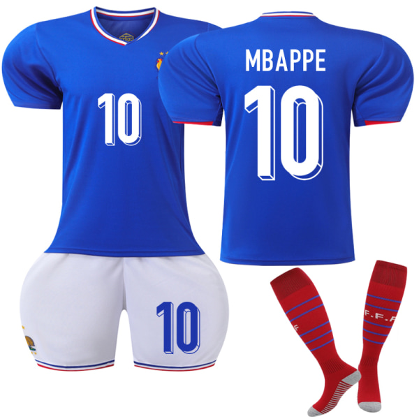 France Home Fodboldtrøjetrøjesæt nr. 10 Mbappe adult L