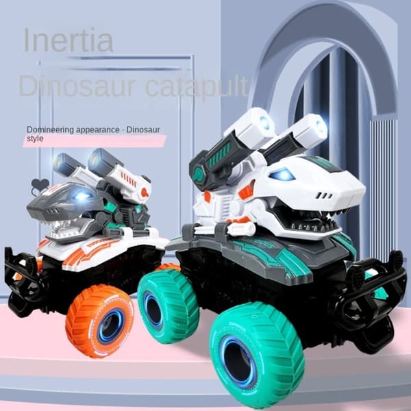 Tröghet Dinosaur Shooting Dinosaur leksaksbil Pull Back Car grön