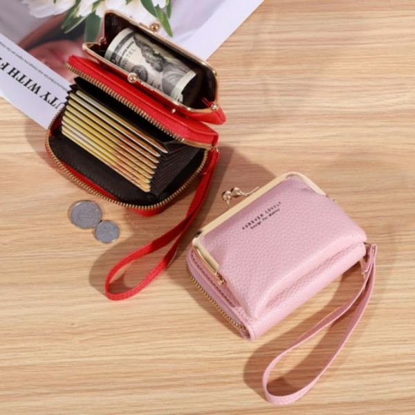 Kort myntveske for kvinner ROSA pink