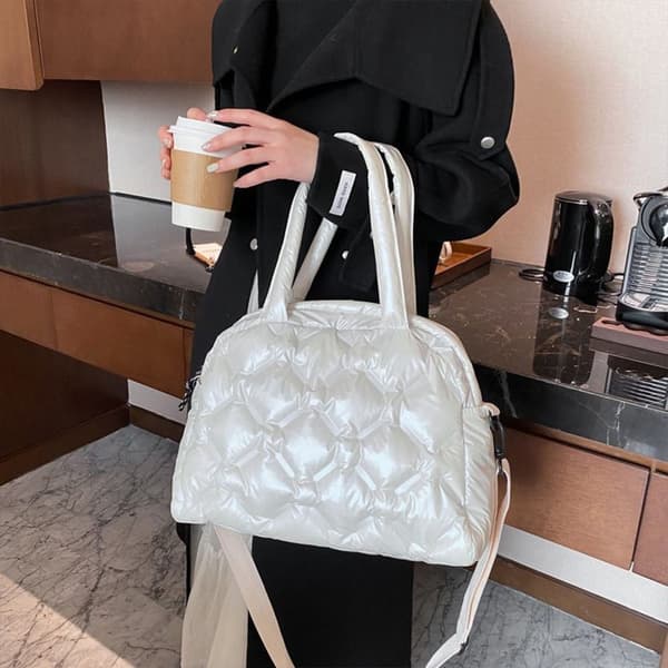 Puffer Bag Puffy Tote Bag HVIT white