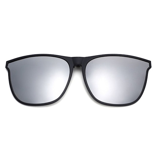 Polariserad Clip On Solglasögon Mäns Bilförare Goggle SPEGLADE Mirrored Silver