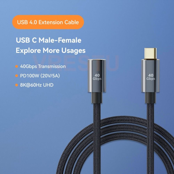 Type-C jatkokaapeli USB 4 Extend 0,5M 0.5m