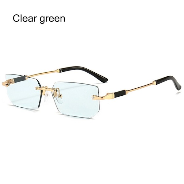 Reunuksettomat suorakulmion aurinkolasit Kehyksettomat aurinkolasit CLEAR GREEN Clear green