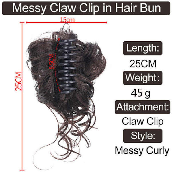 Messy Bun -hiuslisäke -hiuspihdit TUMMANRUSKEA dark brown