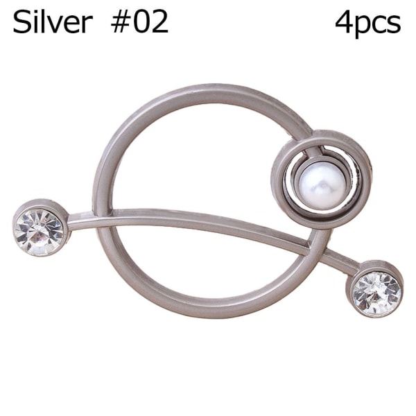 4 Stk Tørklædespænde Tørklædering SØLV #02 #02 Silver #02-#02