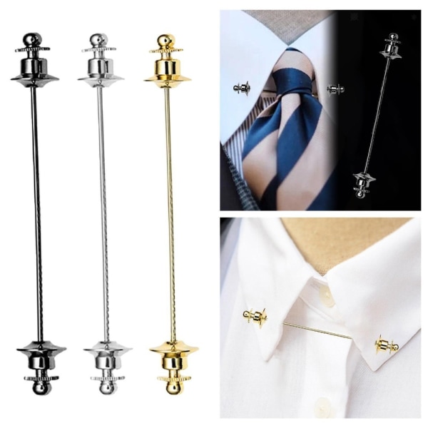 Krave Bar Pin Tie Broche SORT INGEN KÆDE INGEN KÆDE Black No Chain-No Chain