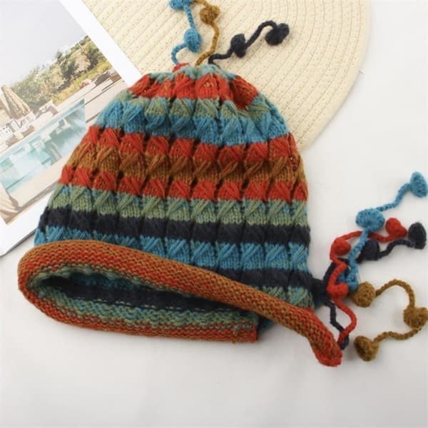 Plysch mössa Stickning Cap BLÅ Blue