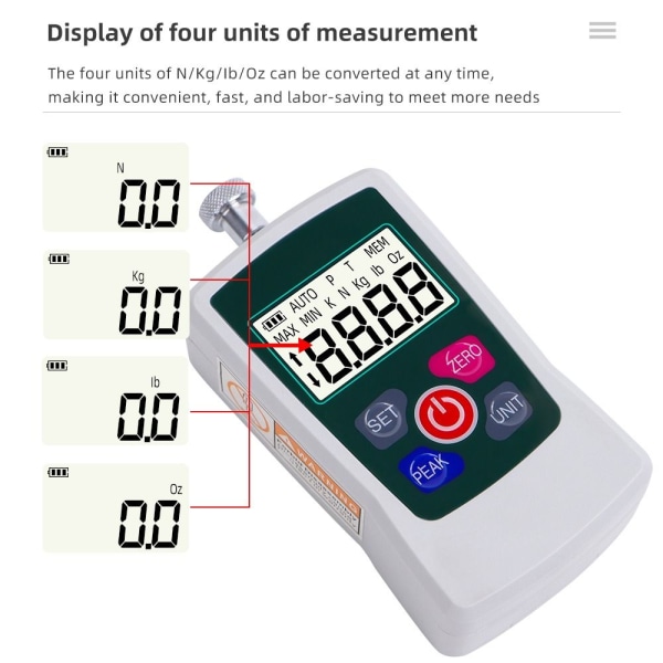 Digital Force Gauge 500N Push Pull Meter Bærbar Force Meter