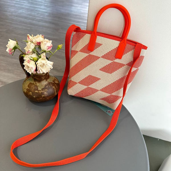 Axelremsväska Stickad handväska för kvinnor ORANGE orange