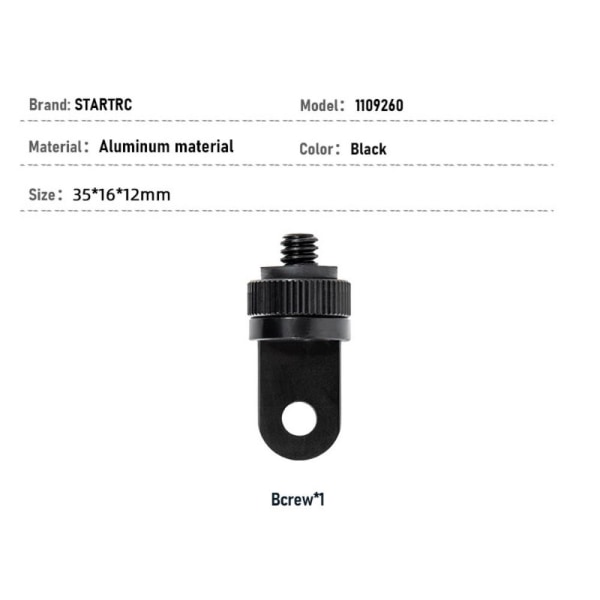 1/4" skruvstativadapter black