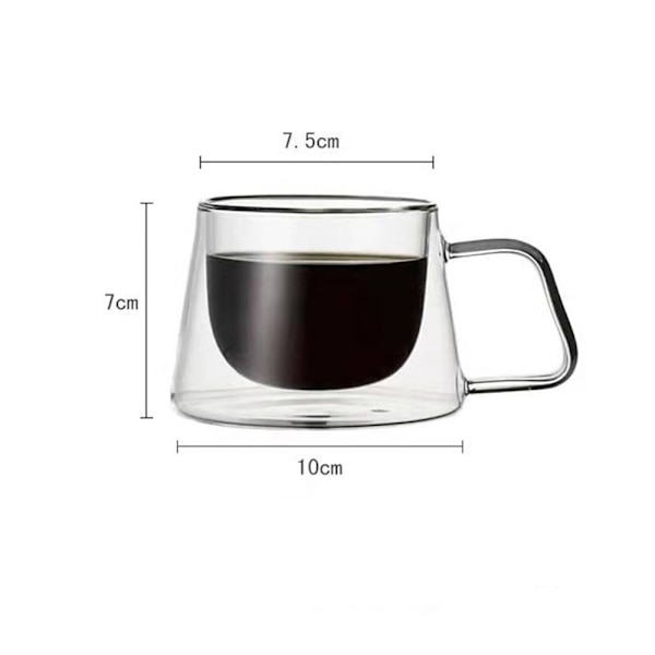 200 ml kaffe-tekopp dubbelglaskopp 2 2 2